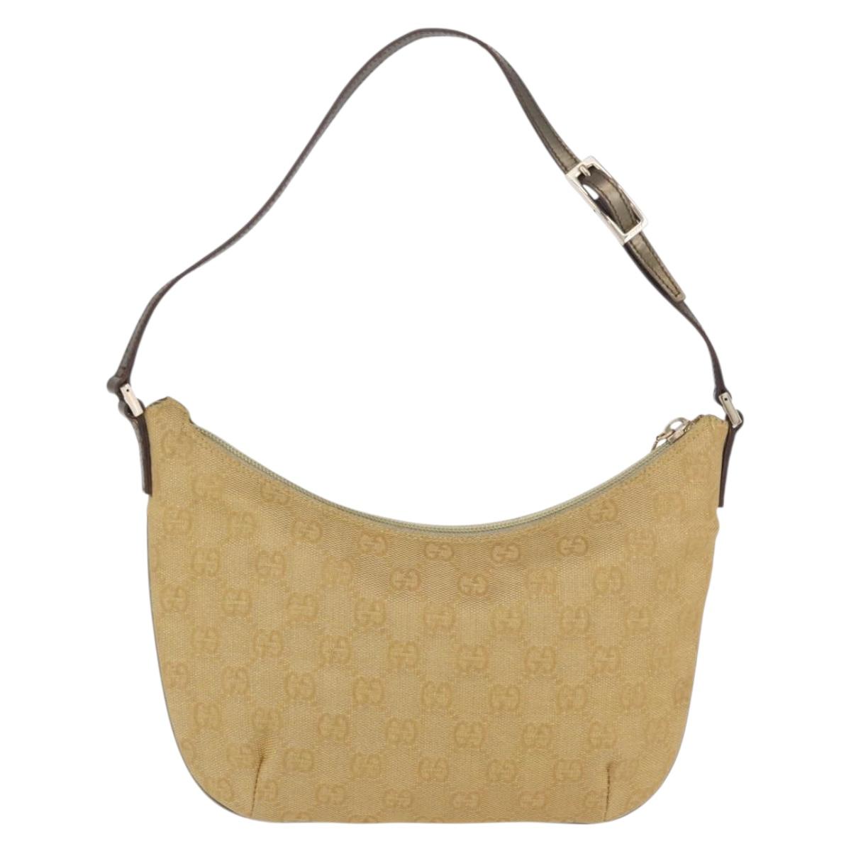 GUCCI GG Canvas Shoulder Bag Beige Gold 005 0813 Auth 204158