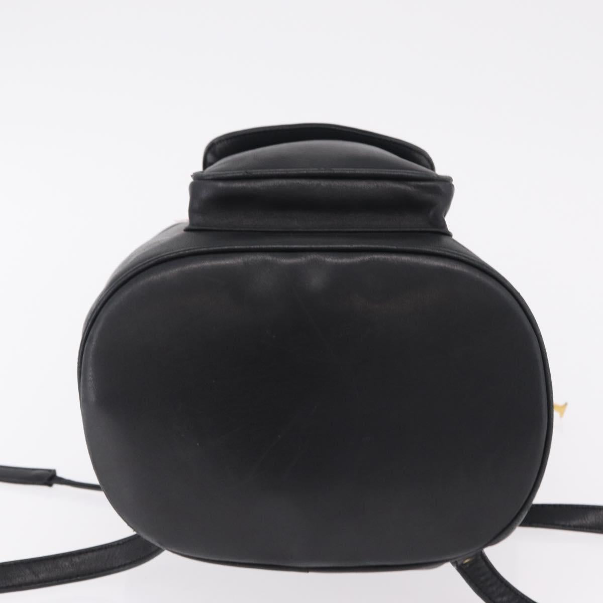 Christian Dior Backpack Leather Black Gold Auth 204161A