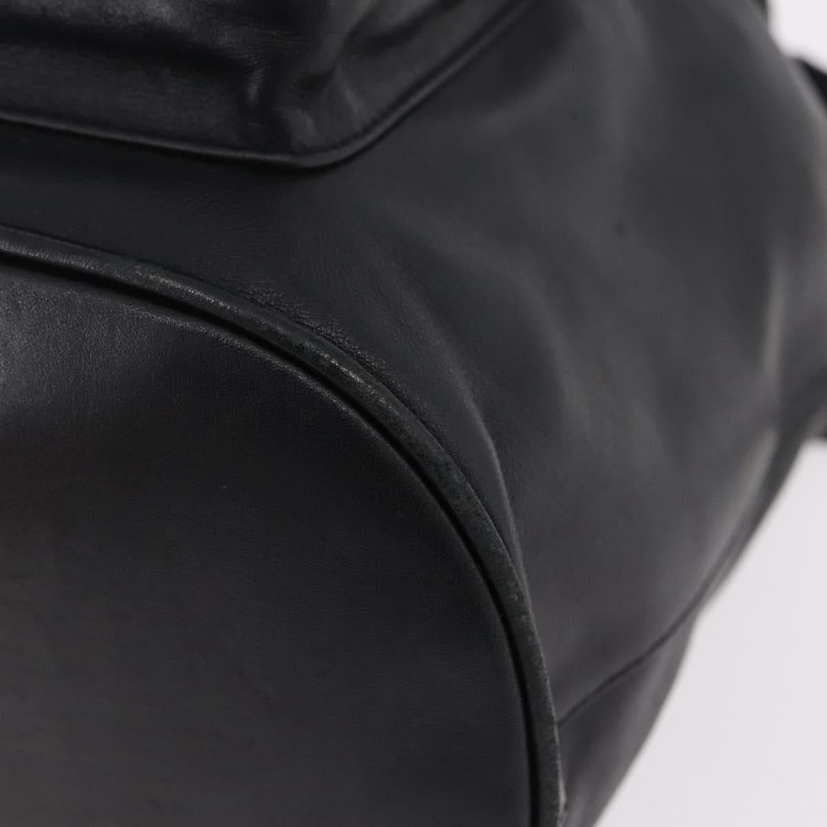 Christian Dior Backpack Leather Black Gold Auth 204161A