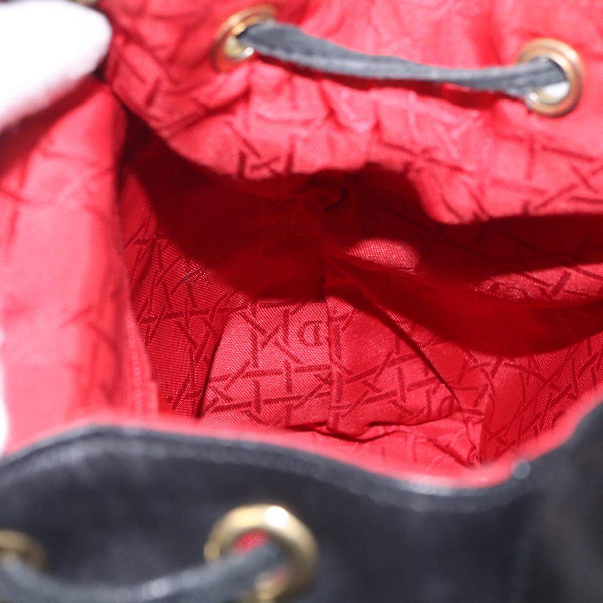Christian Dior Backpack Leather Black Gold Auth 204161A