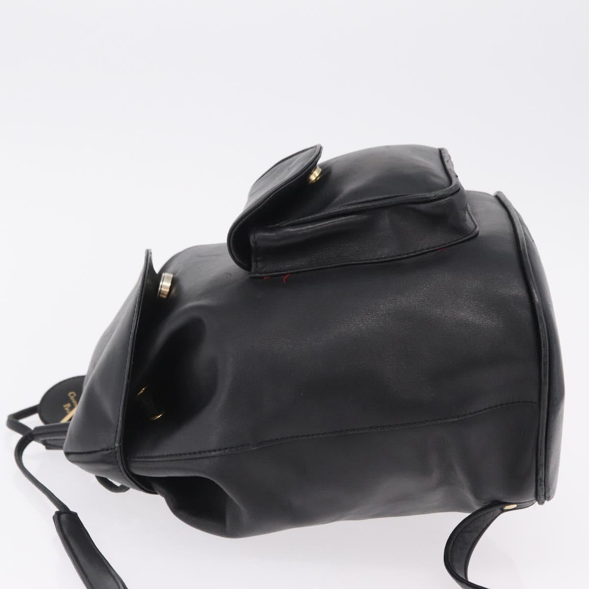 Christian Dior Backpack Leather Black Gold Auth 204161A