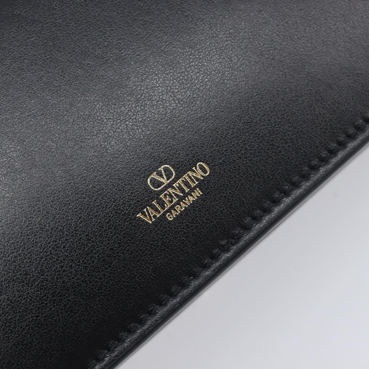 VALENTINO Chain Shoulder Bag Leather Black Gold Auth 204165V