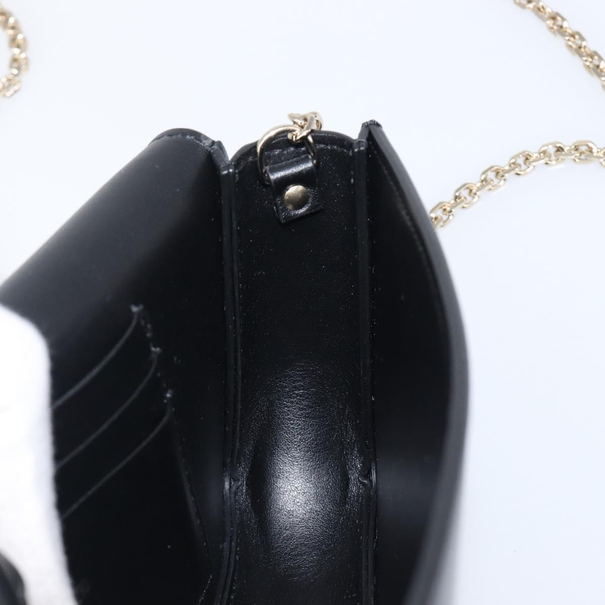 VALENTINO Chain Shoulder Bag Leather Black Gold Auth 204165V
