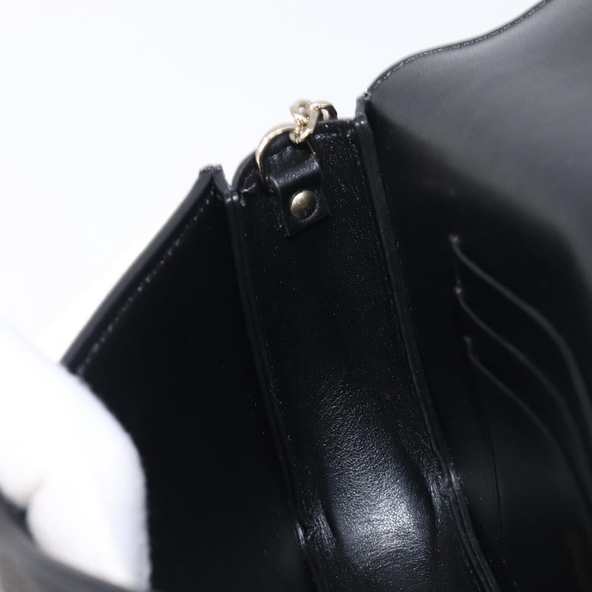 VALENTINO Chain Shoulder Bag Leather Black Gold Auth 204165V