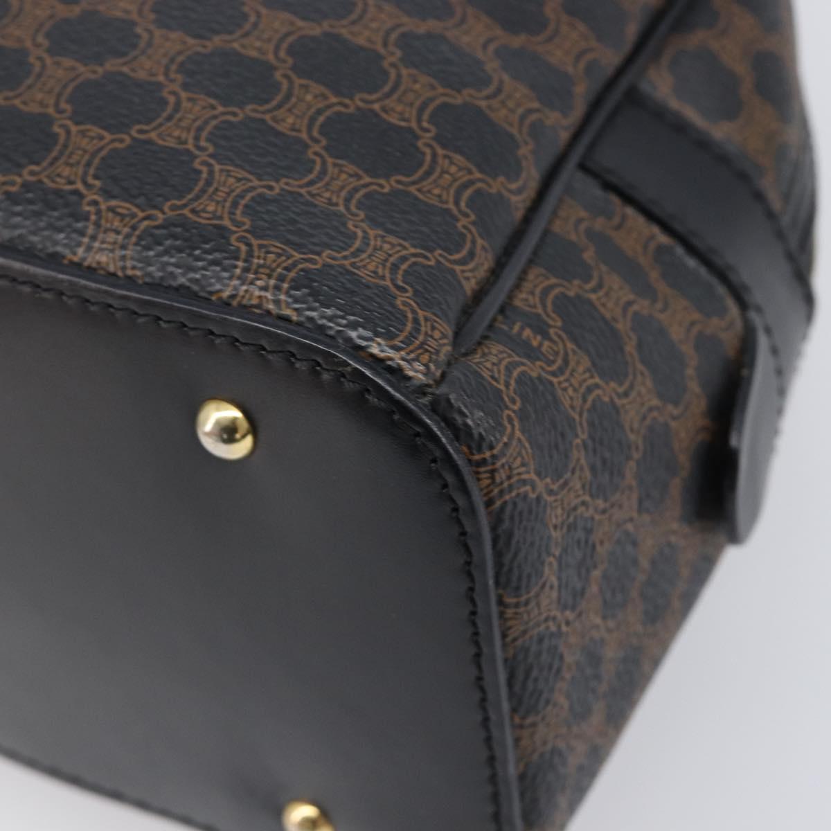 CELINE Macadam Canvas Hand Bag PVC Leather Black Gold Auth 204166V