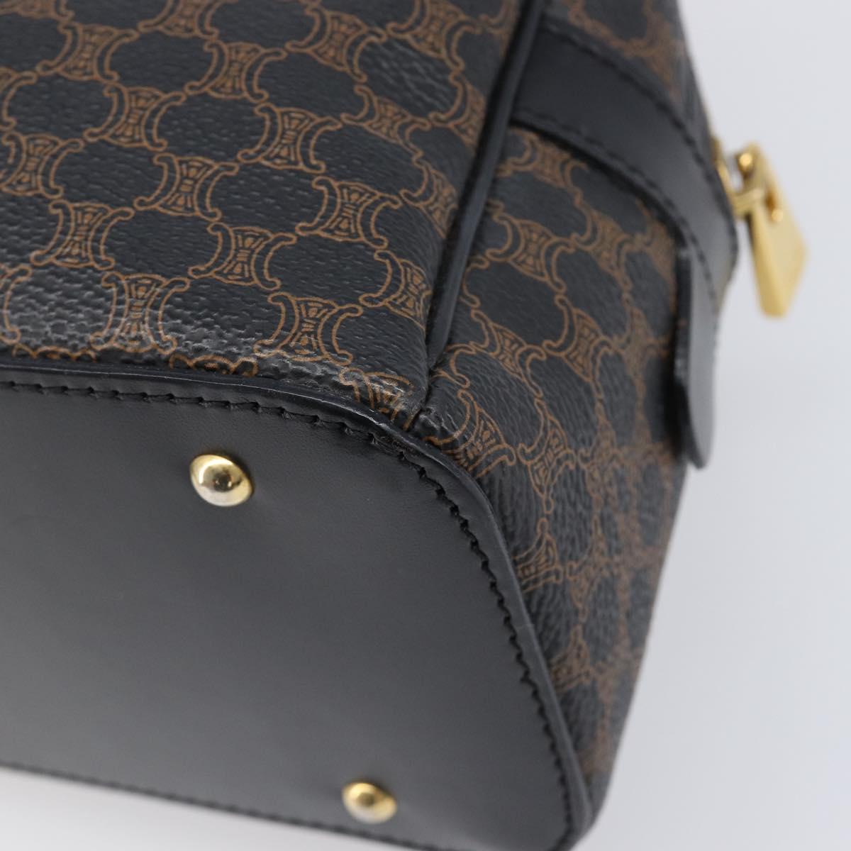 CELINE Macadam Canvas Hand Bag PVC Leather Black Gold Auth 204166V