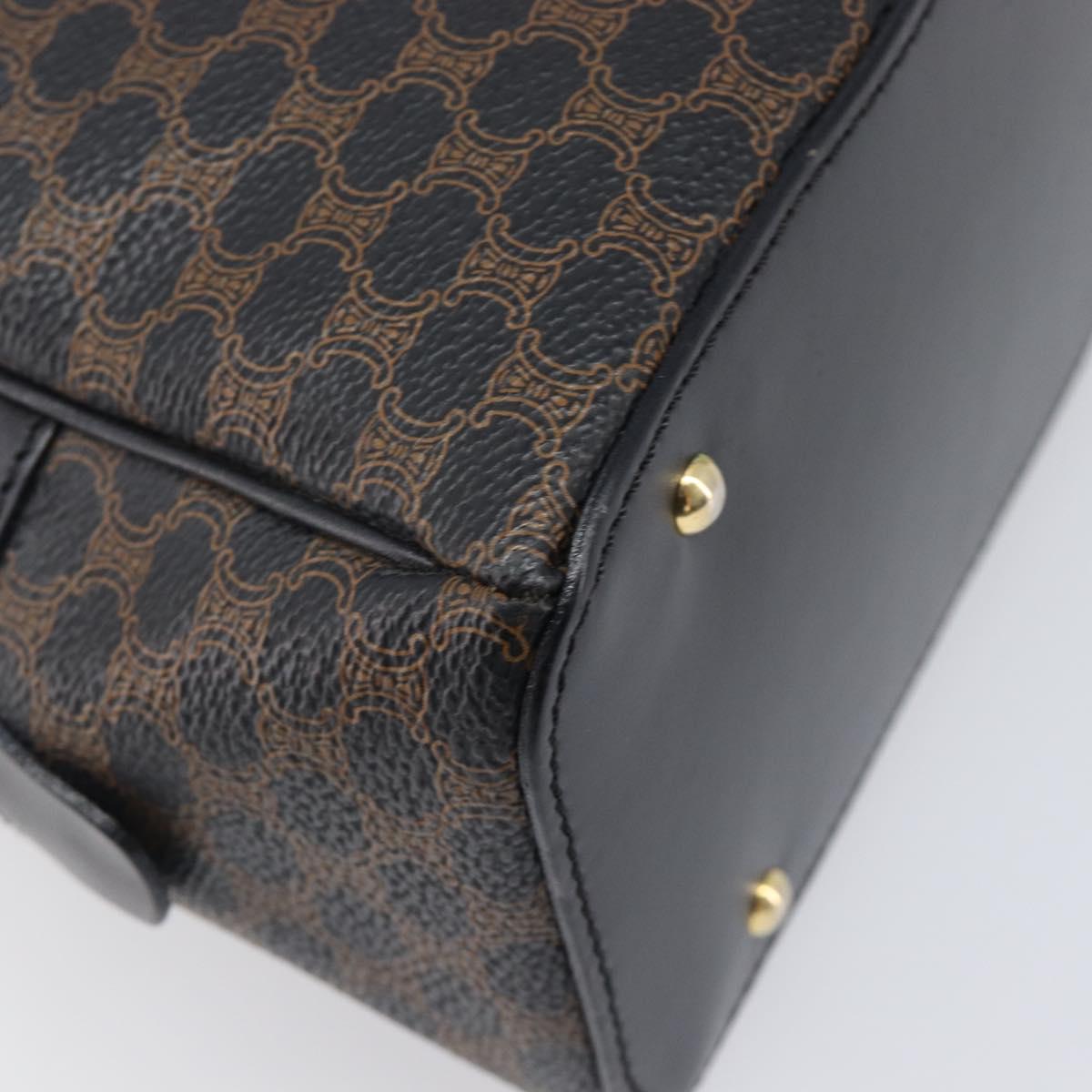 CELINE Macadam Canvas Hand Bag PVC Leather Black Gold Auth 204166V