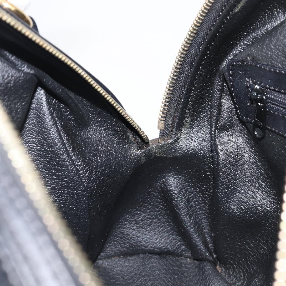 CELINE Macadam Canvas Hand Bag PVC Leather Black Gold Auth 204166V