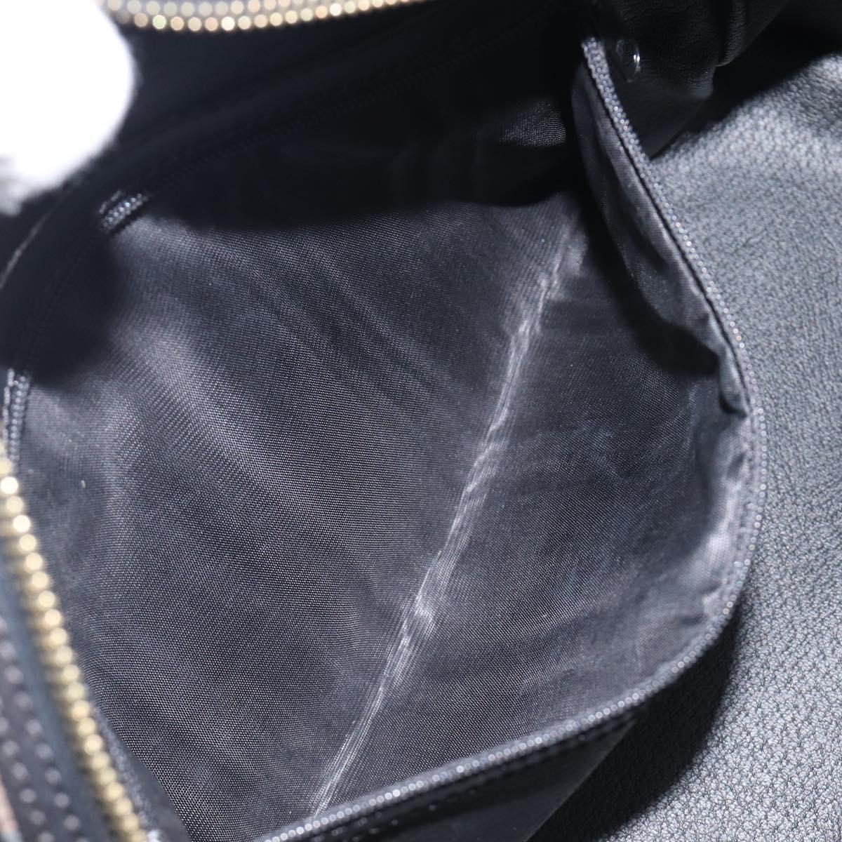 CELINE Macadam Canvas Hand Bag PVC Leather Black Gold Auth 204166V