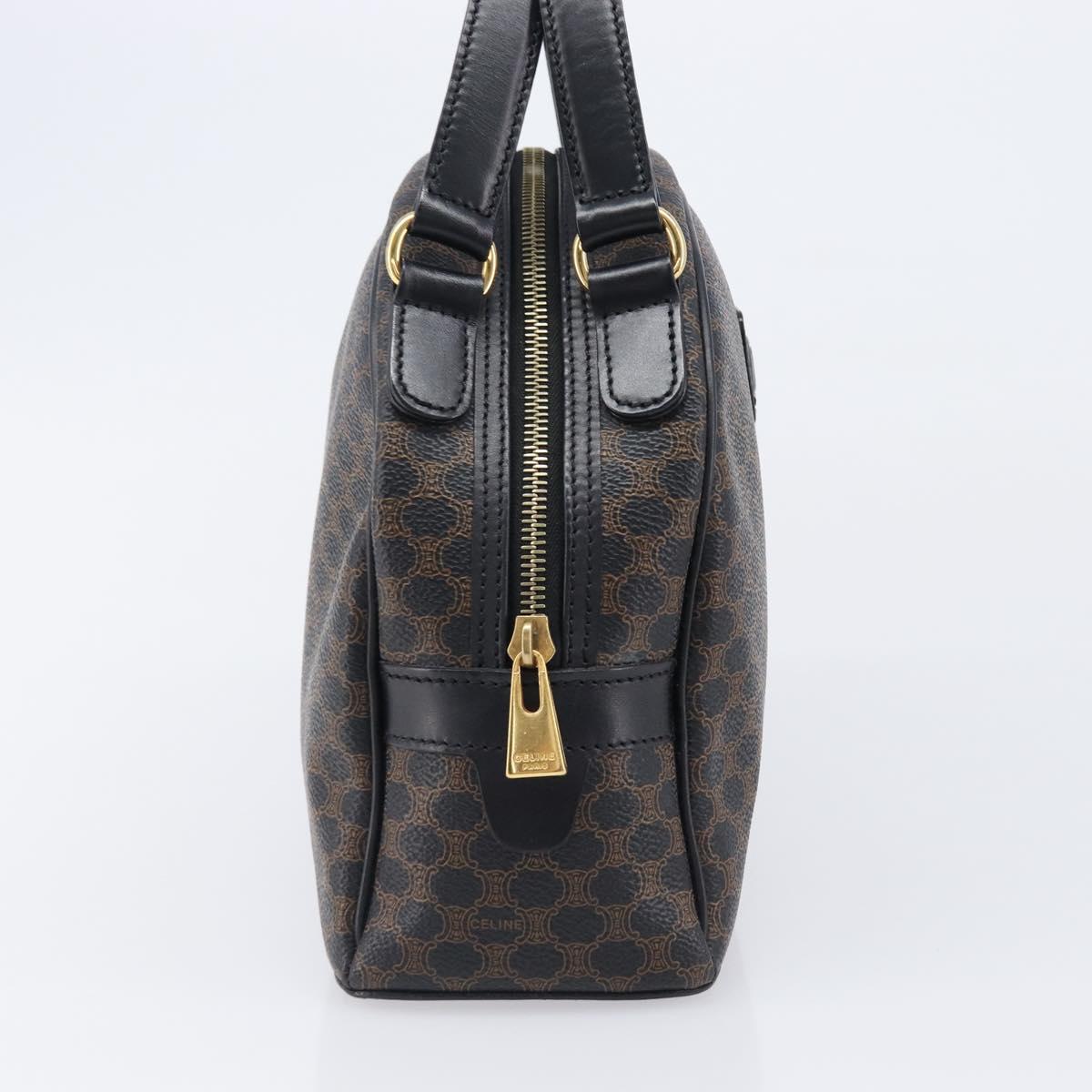 CELINE Macadam Canvas Hand Bag PVC Leather Black Gold Auth 204166V