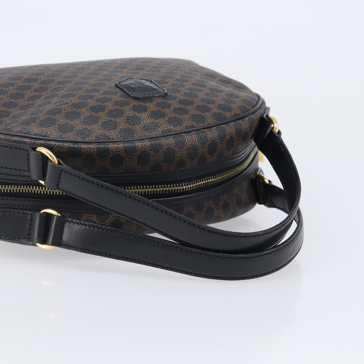 CELINE Macadam Canvas Hand Bag PVC Leather Black Gold Auth 204166V