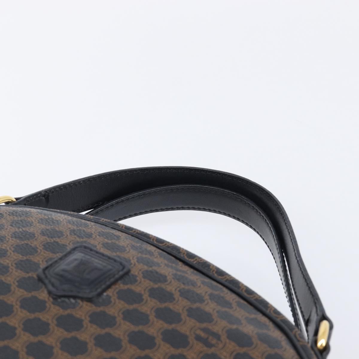 CELINE Macadam Canvas Hand Bag PVC Leather Black Gold Auth 204166V