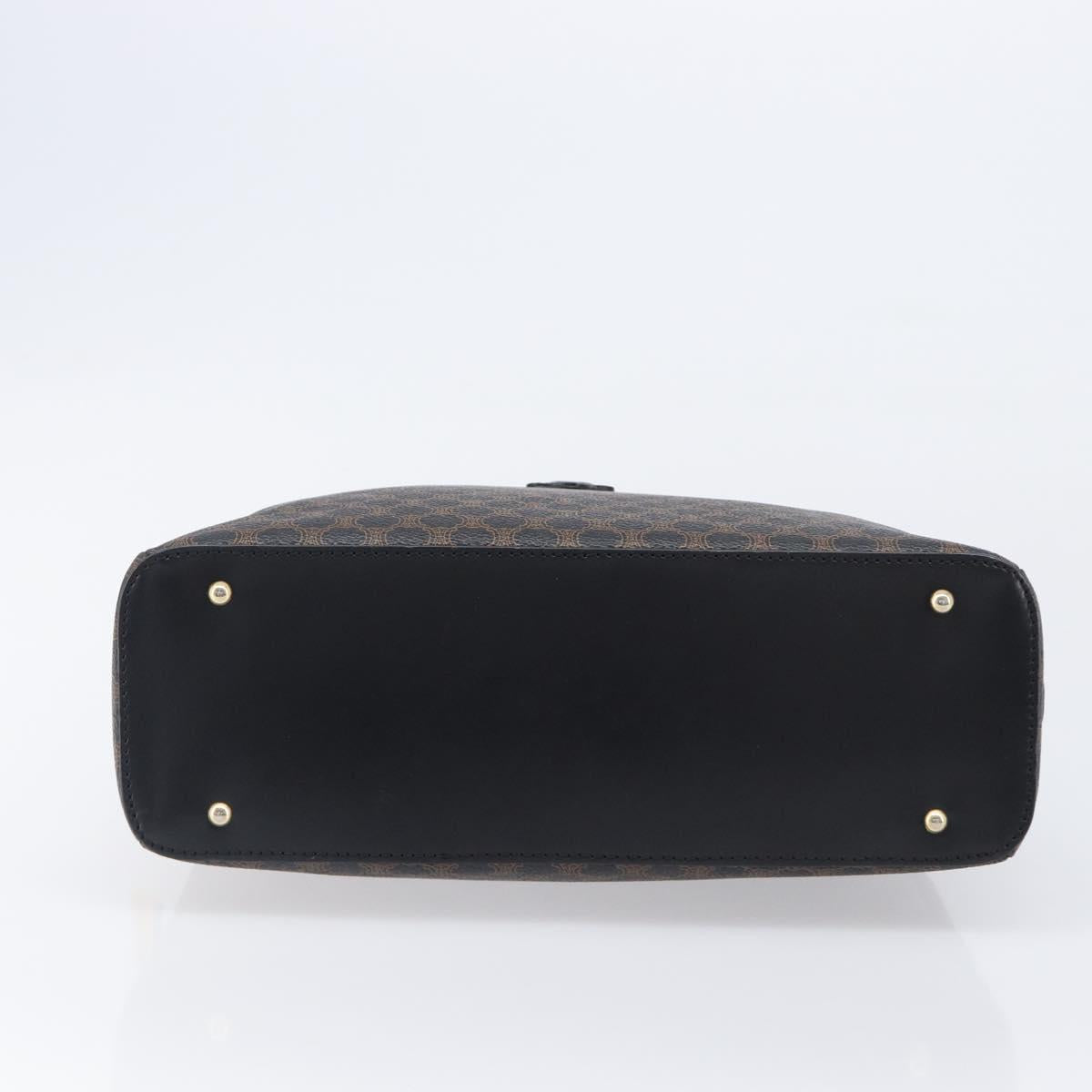 CELINE Macadam Canvas Hand Bag PVC Leather Black Gold Auth 204166V