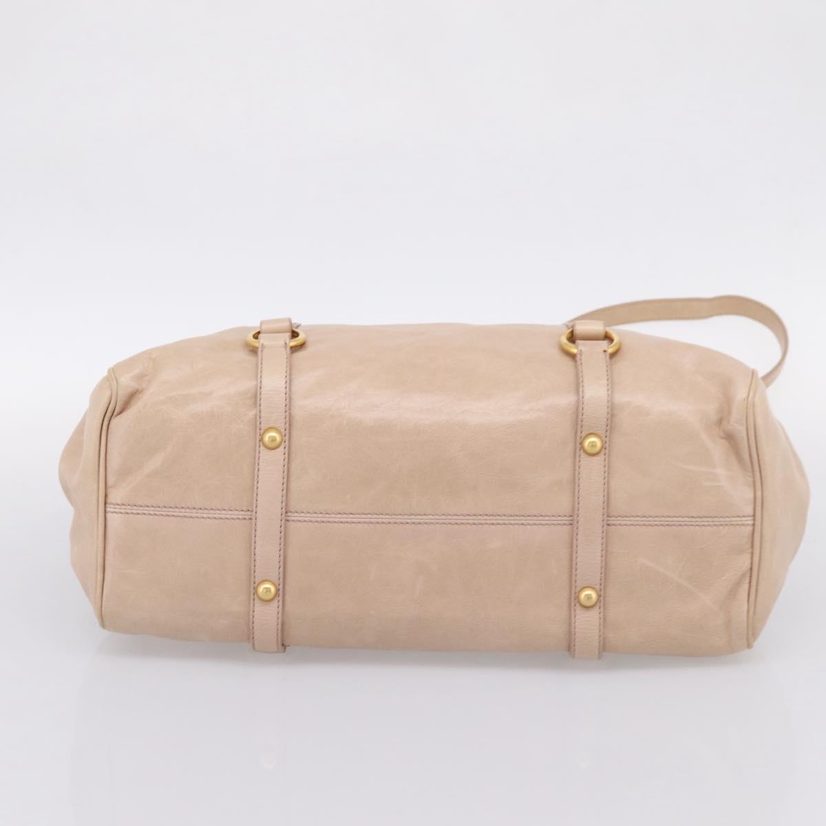 Miu Miu Hand Bag Vitellolux 2way Beige Gold Auth 204167V