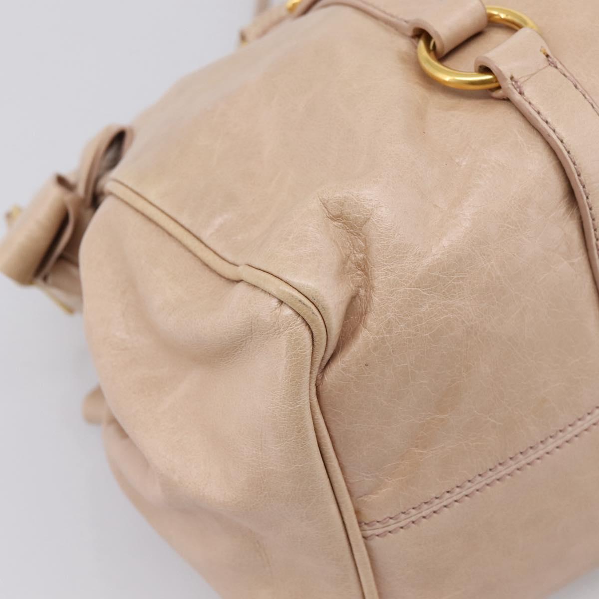 Miu Miu Hand Bag Vitellolux 2way Beige Gold Auth 204167V