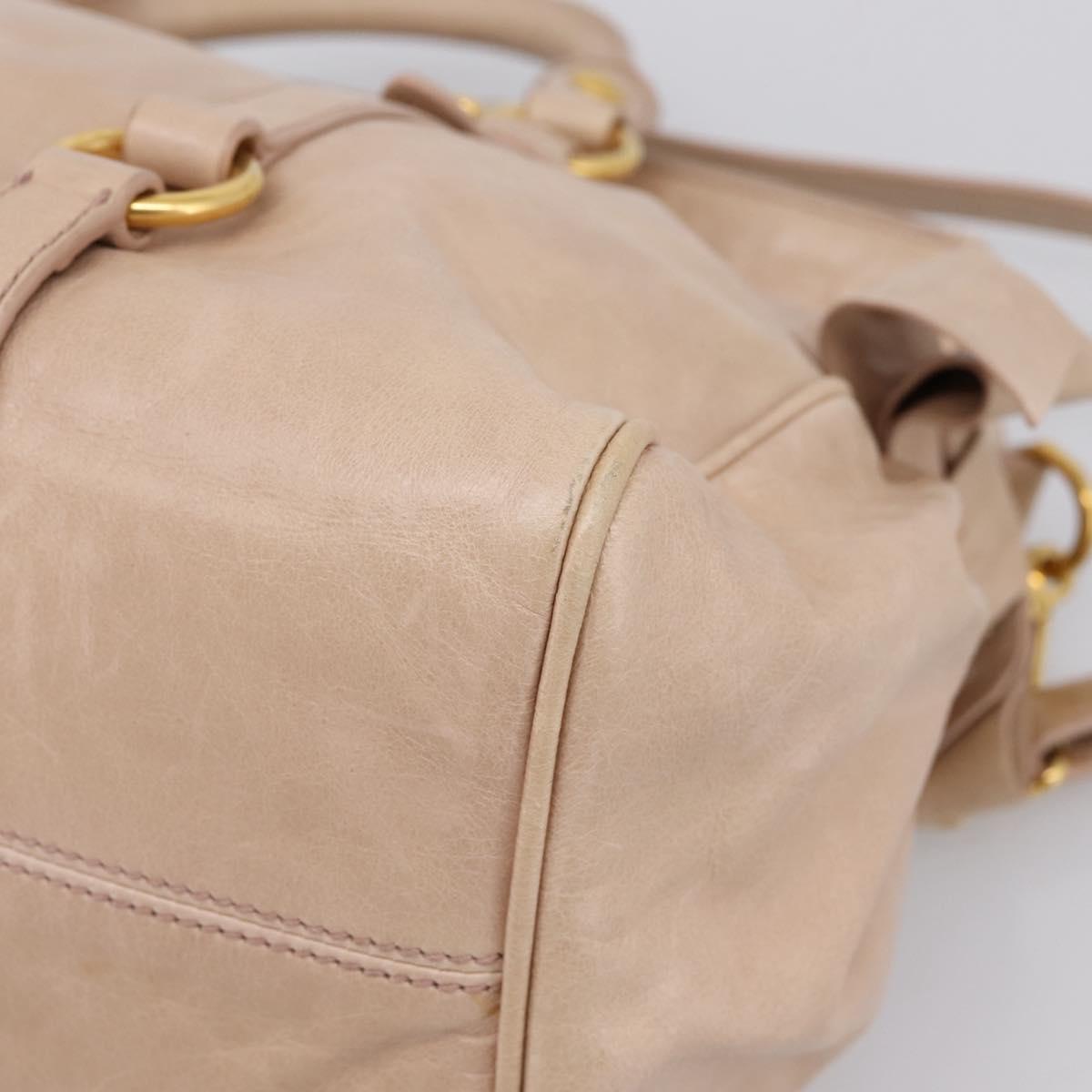 Miu Miu Hand Bag Vitellolux 2way Beige Gold Auth 204167V