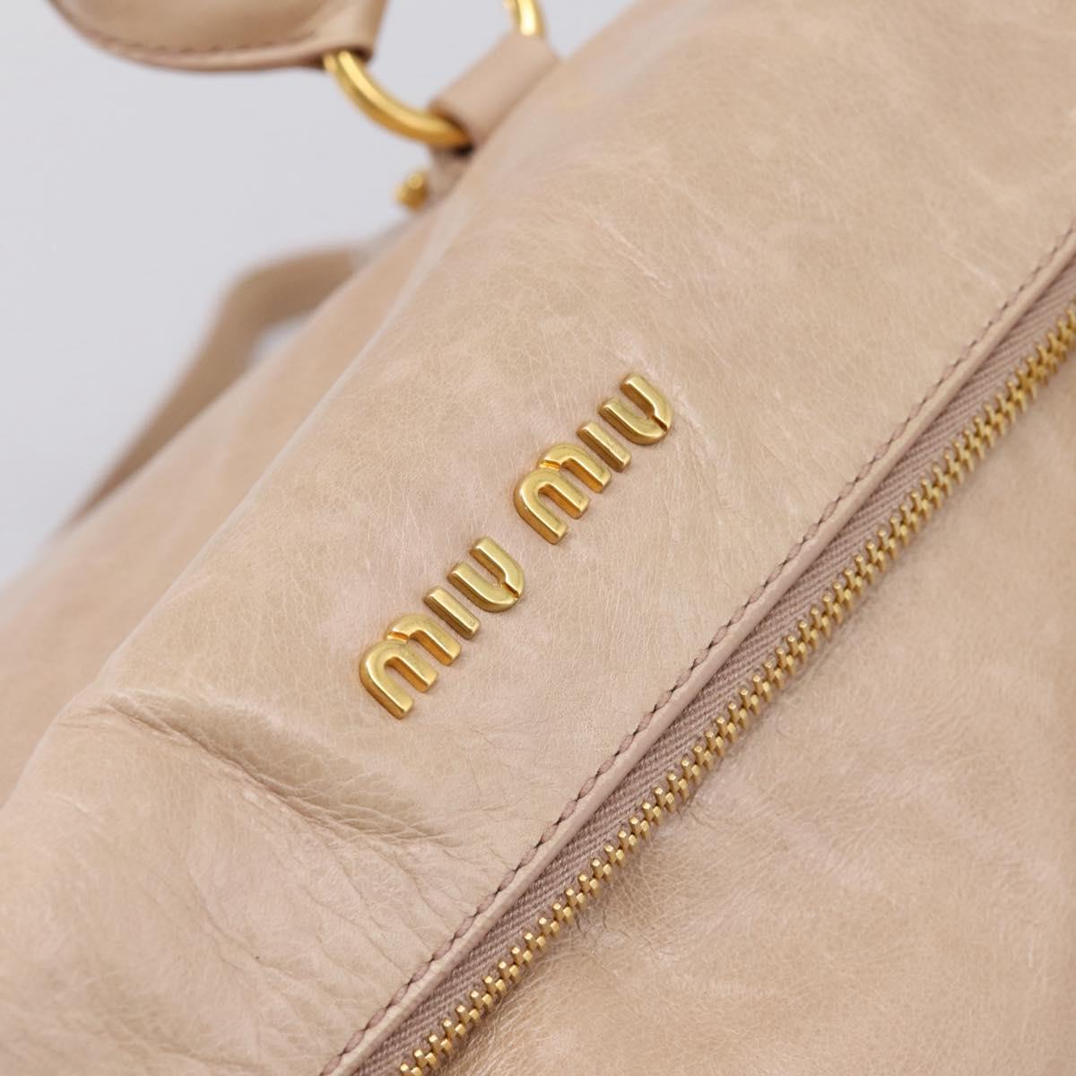 Miu Miu Hand Bag Vitellolux 2way Beige Gold Auth 204167V