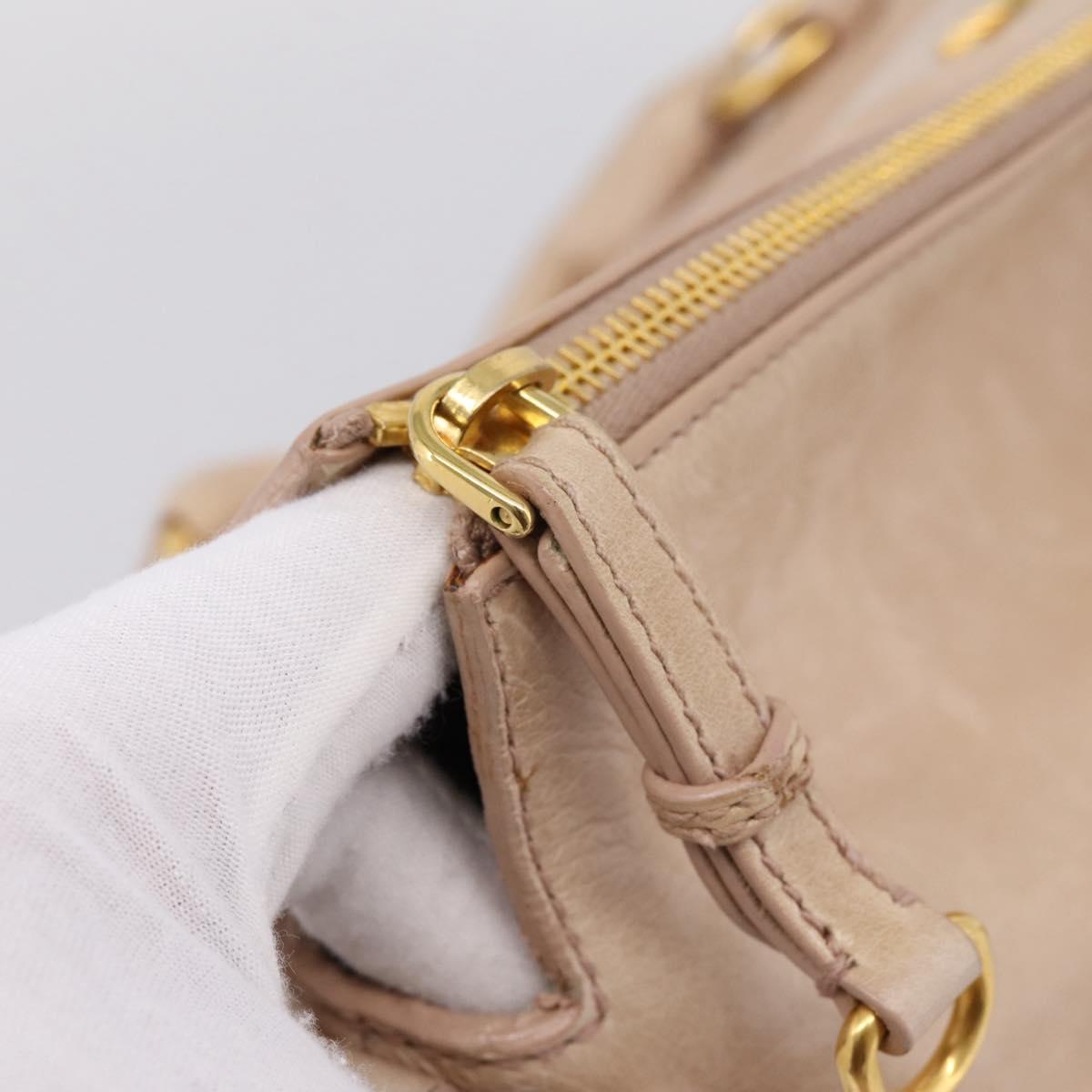 Miu Miu Hand Bag Vitellolux 2way Beige Gold Auth 204167V