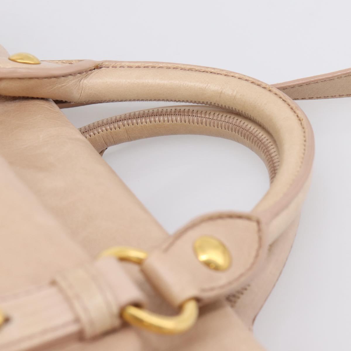 Miu Miu Hand Bag Vitellolux 2way Beige Gold Auth 204167V