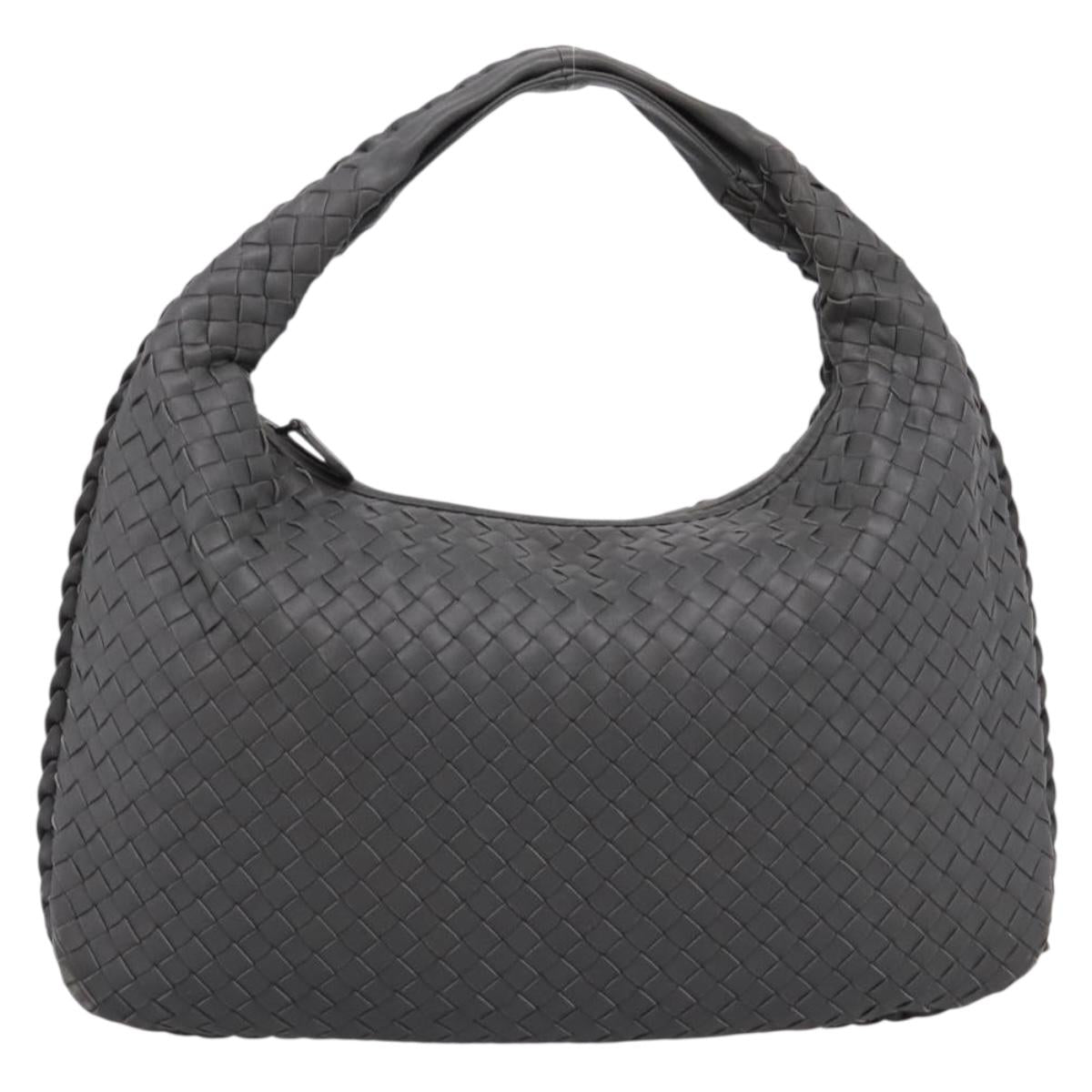 BOTTEGA VENETA INTRECCIATO Hobo Shoulder Bag Leather Gray Auth 204169V