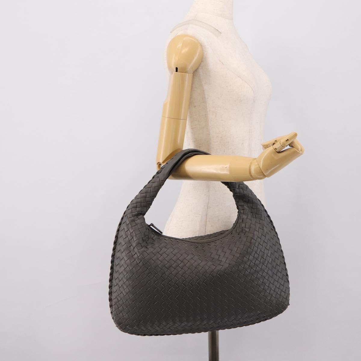 BOTTEGA VENETA INTRECCIATO Hobo Shoulder Bag Leather Gray Auth 204169V