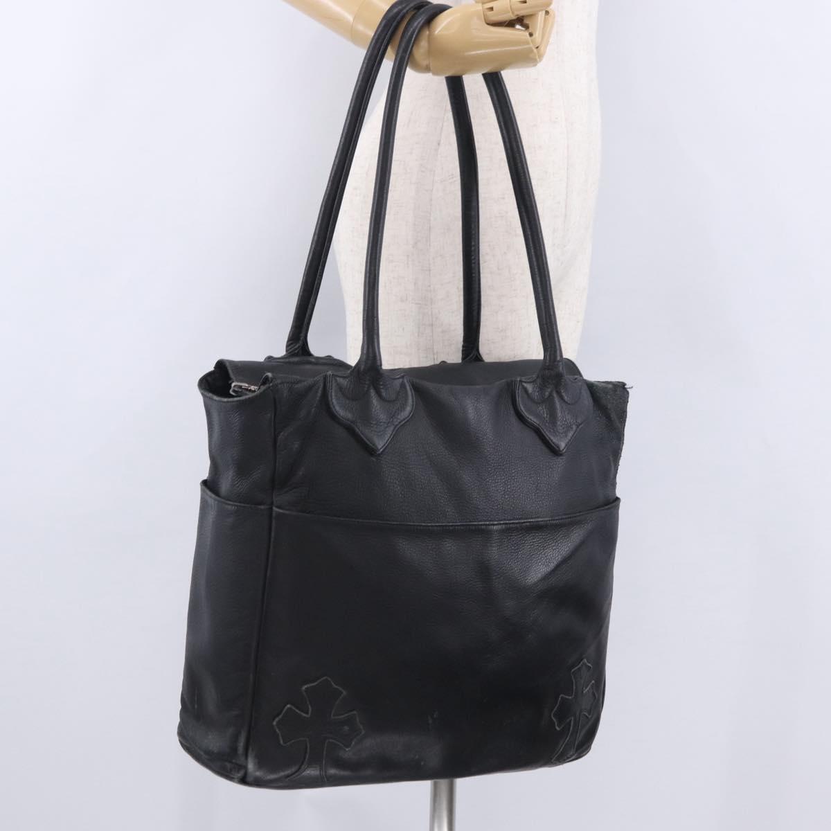 Chrome Hearts Tote Bag Leather Black Auth 204170V