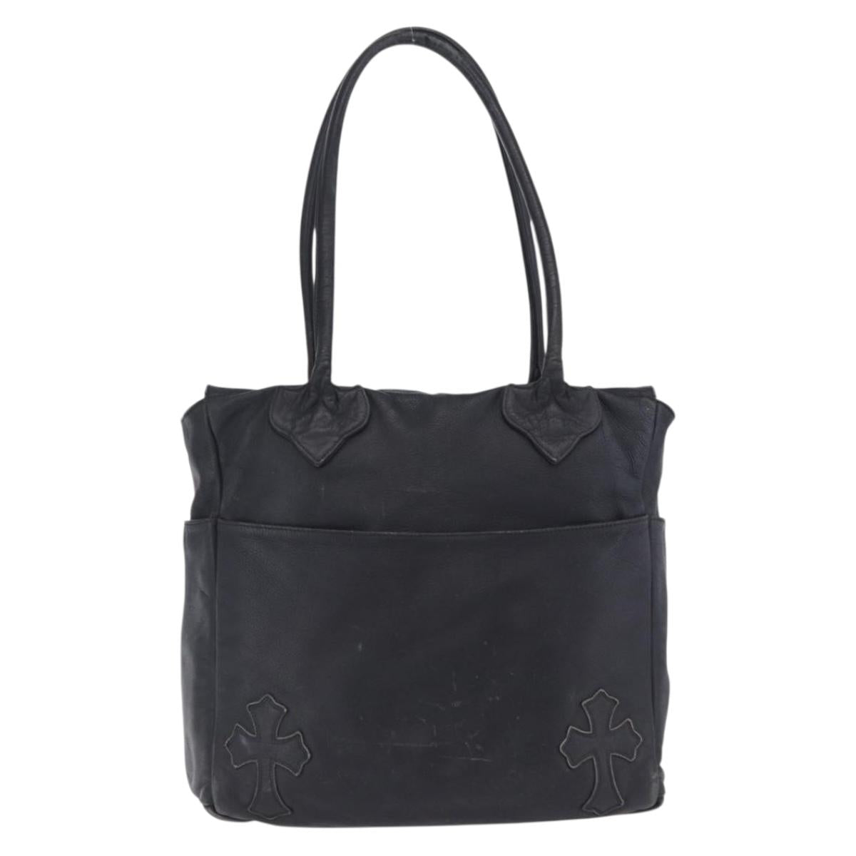 Chrome Hearts Tote Bag Leather Black Auth 204170V