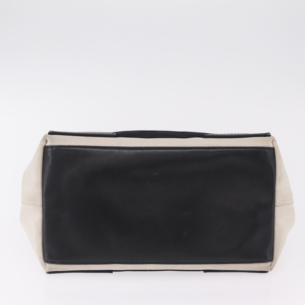 BALENCIAGA Navy Cabas S Hand Bag Canvas White Black 339933 Auth 204200