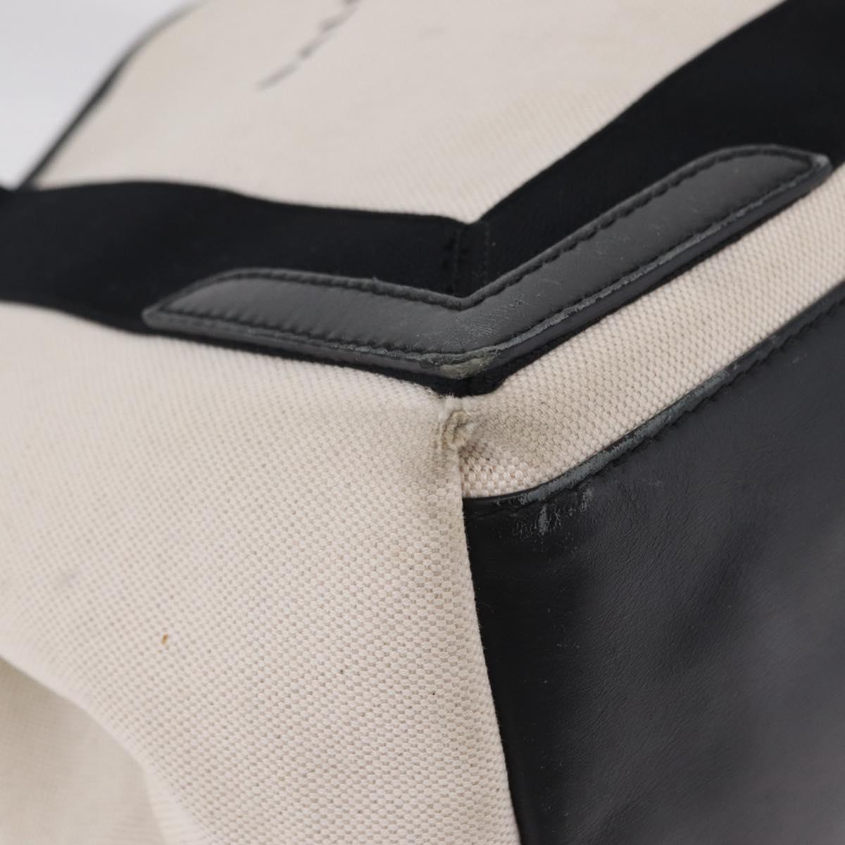BALENCIAGA Navy Cabas S Hand Bag Canvas White Black 339933 Auth 204200