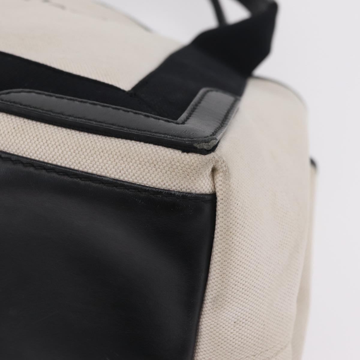 BALENCIAGA Navy Cabas S Hand Bag Canvas White Black 339933 Auth 204200