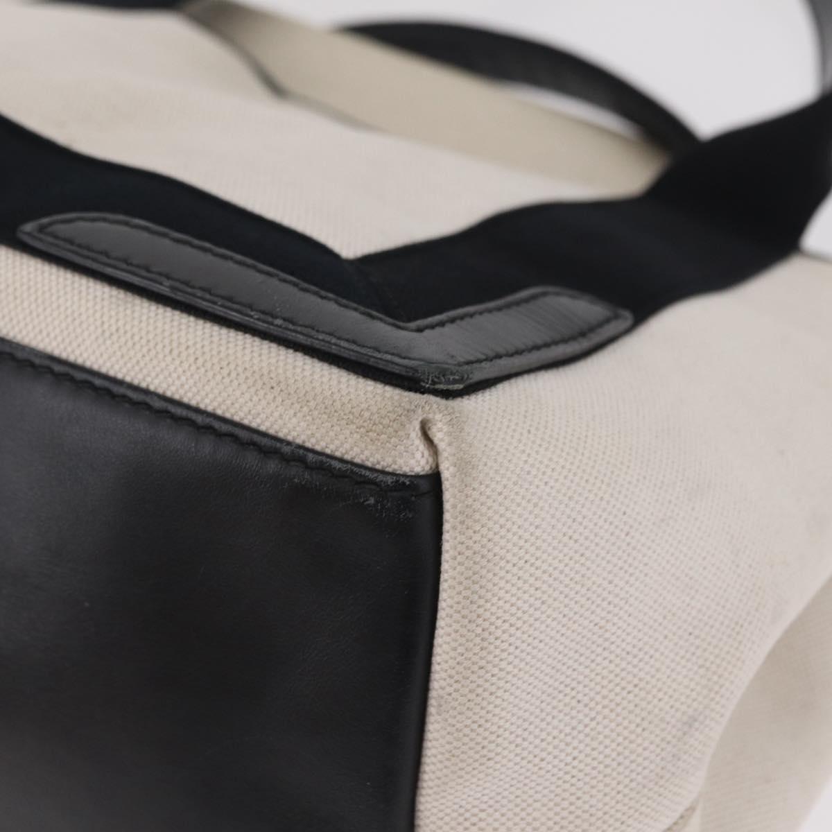 BALENCIAGA Navy Cabas S Hand Bag Canvas White Black 339933 Auth 204200