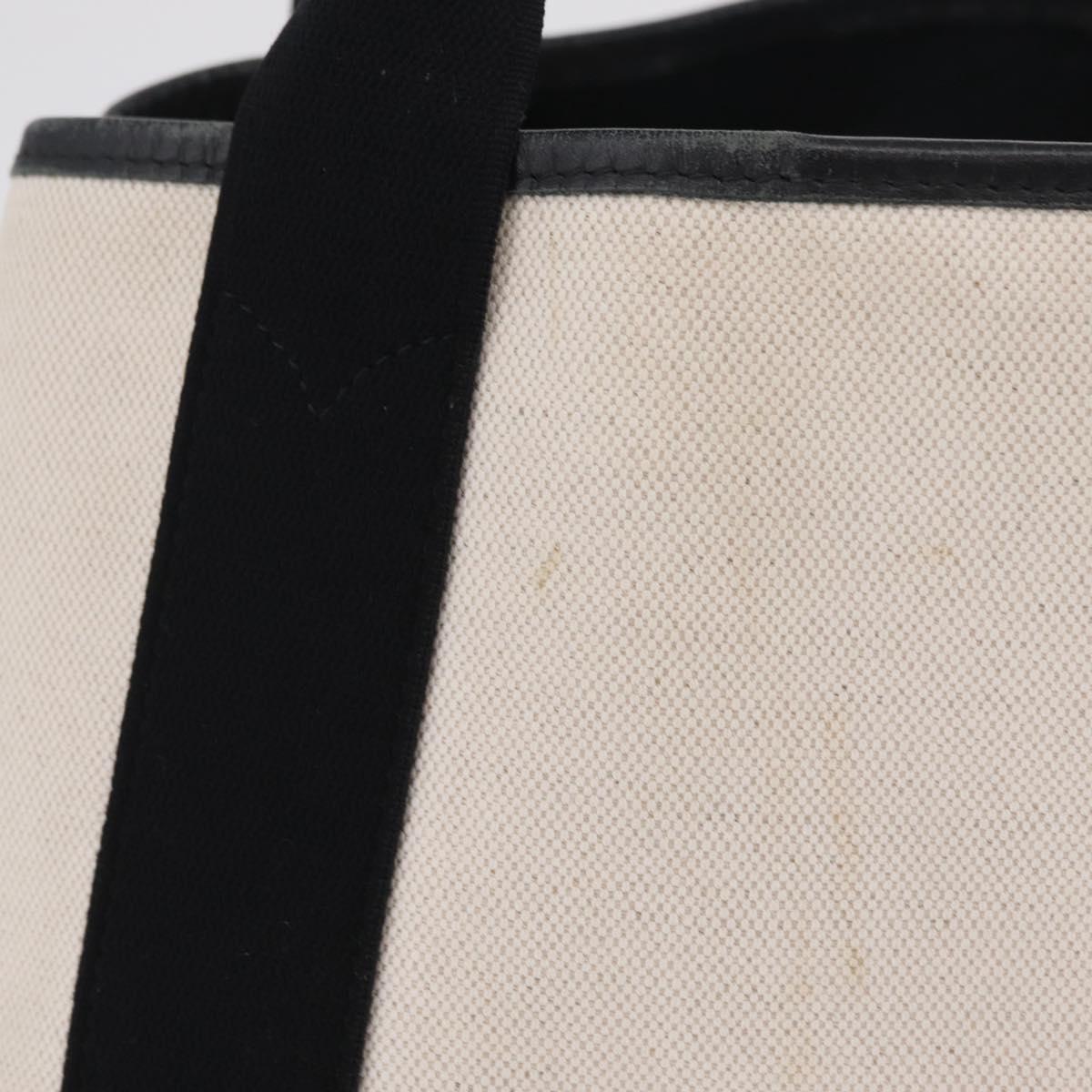 BALENCIAGA Navy Cabas S Hand Bag Canvas White Black 339933 Auth 204200