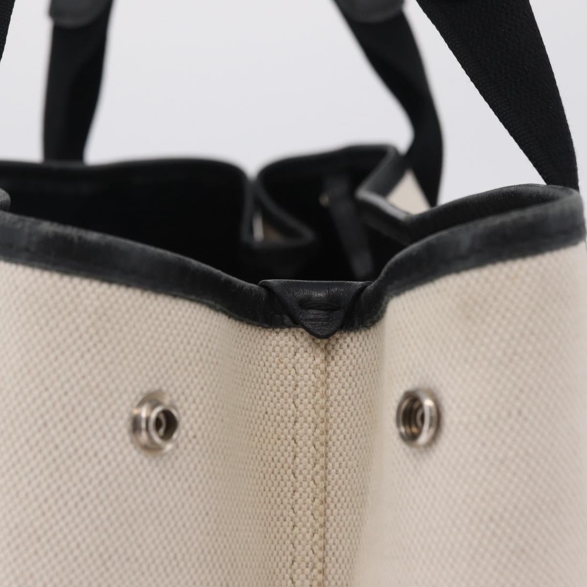 BALENCIAGA Navy Cabas S Hand Bag Canvas White Black 339933 Auth 204200