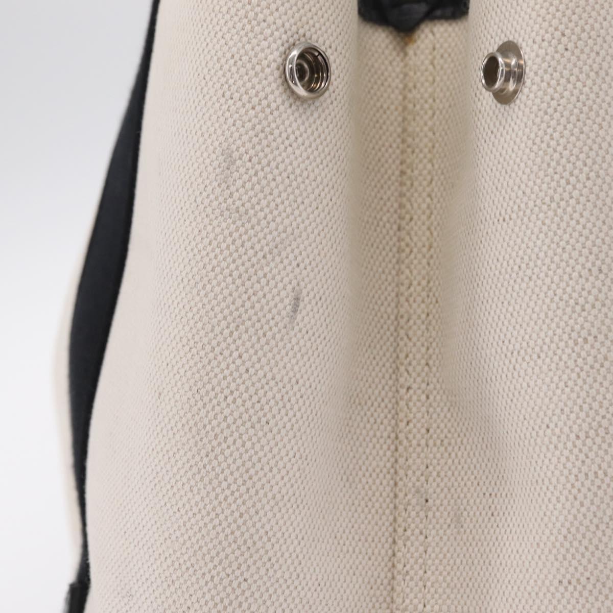 BALENCIAGA Navy Cabas S Hand Bag Canvas White Black 339933 Auth 204200