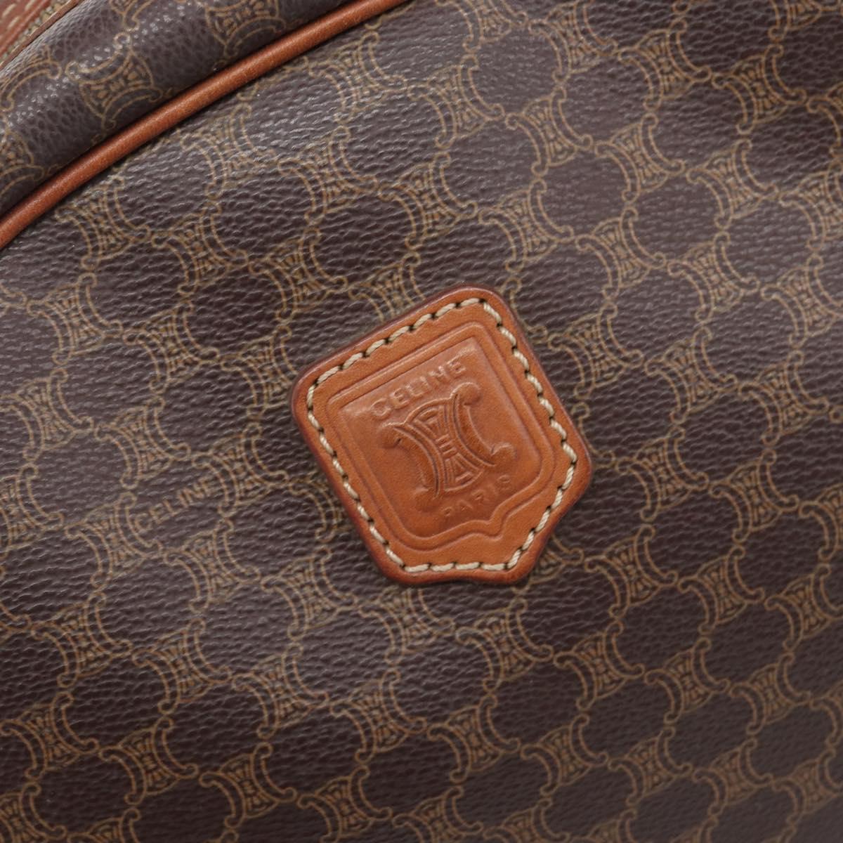 CELINE Macadam Canvas Hand Bag PVC Leather Brown Gold Auth 204209