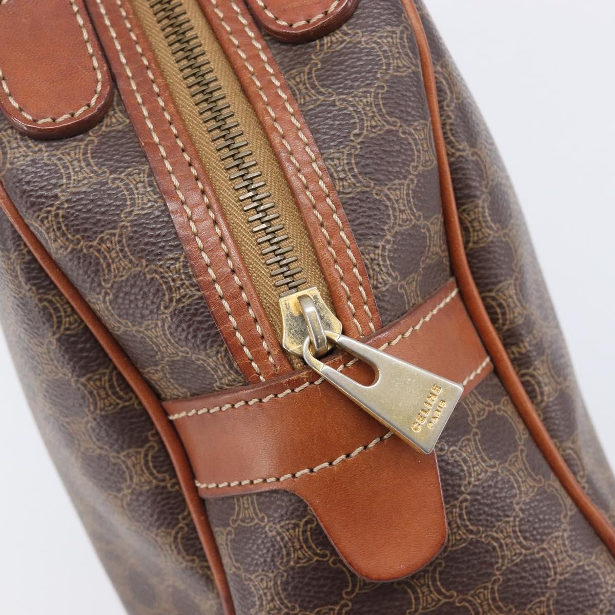CELINE Macadam Canvas Hand Bag PVC Leather Brown Gold Auth 204209
