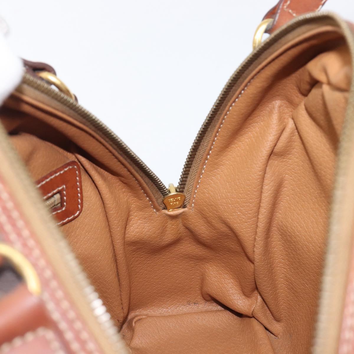 CELINE Macadam Canvas Hand Bag PVC Leather Brown Gold Auth 204209
