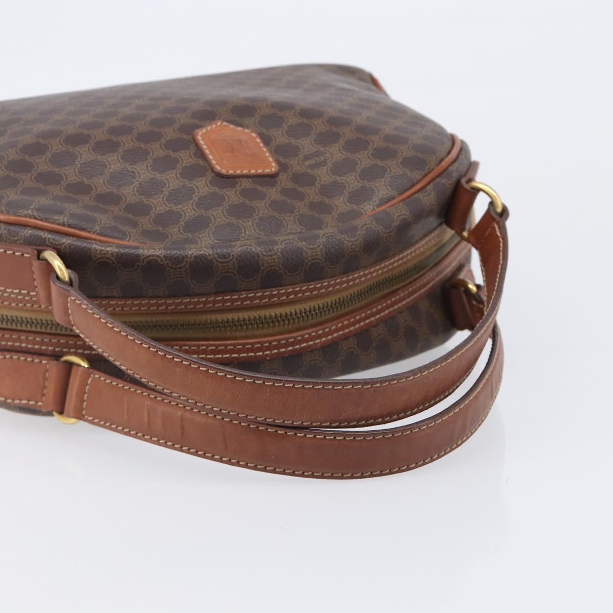 CELINE Macadam Canvas Hand Bag PVC Leather Brown Gold Auth 204209