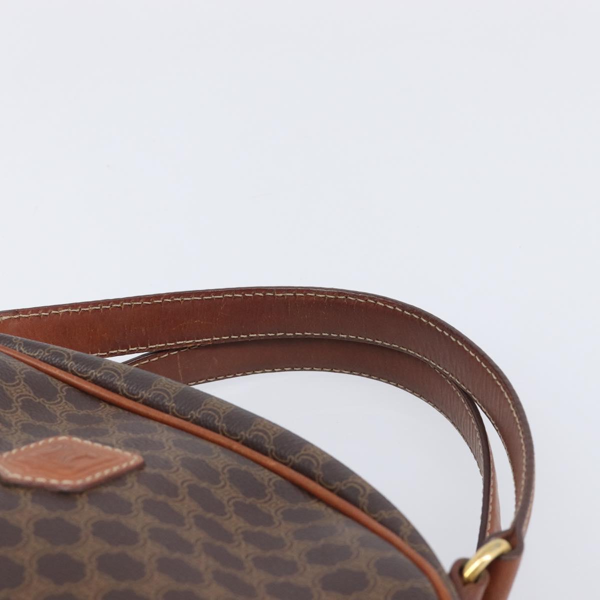 CELINE Macadam Canvas Hand Bag PVC Leather Brown Gold Auth 204209