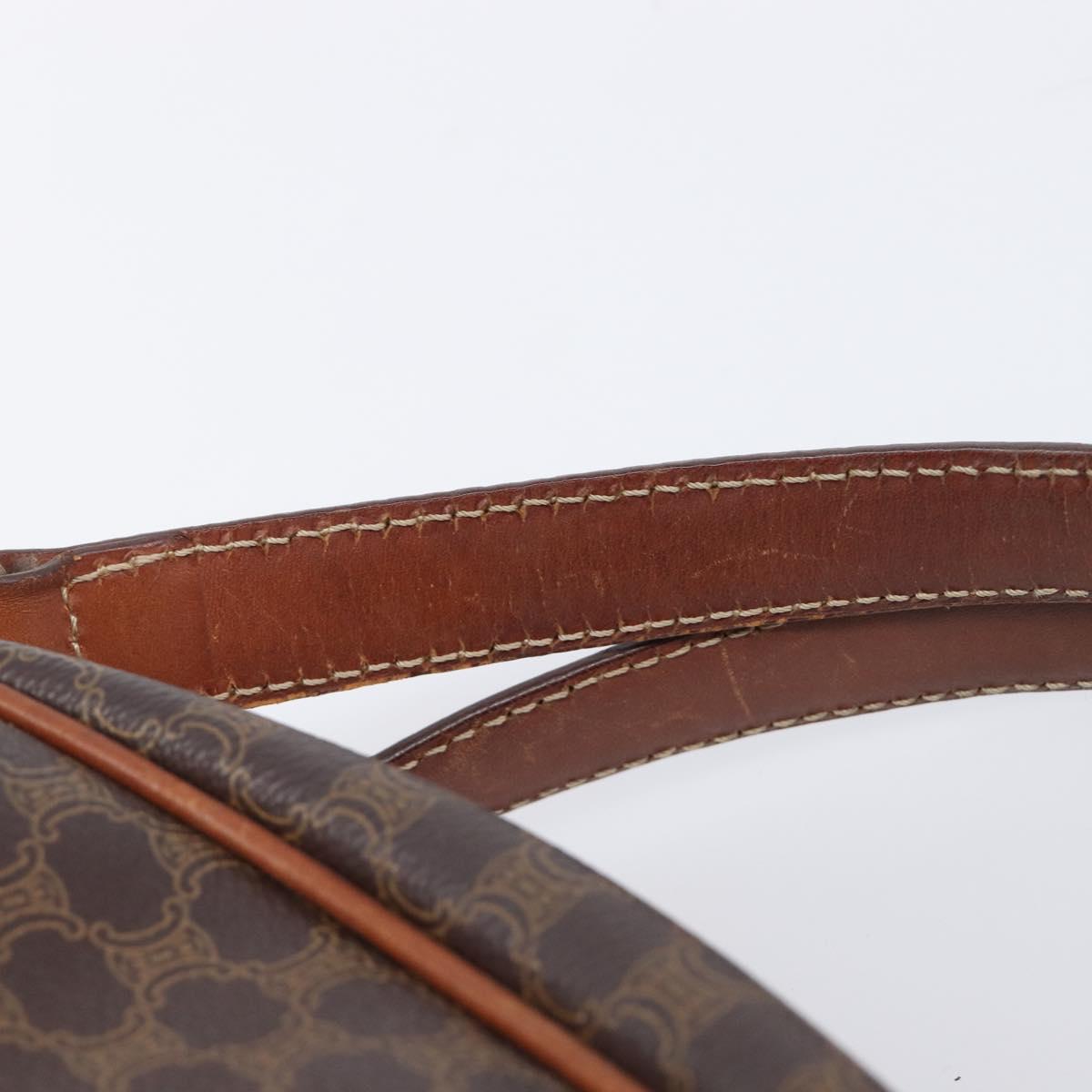 CELINE Macadam Canvas Hand Bag PVC Leather Brown Gold Auth 204209