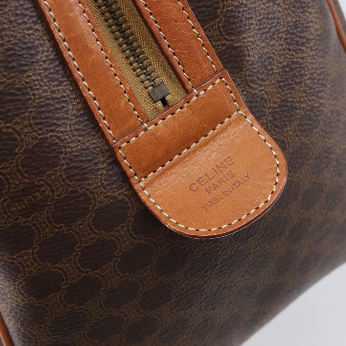 CELINE Macadam Canvas Boston Bag PVC Leather Brown Gold Auth 204211A