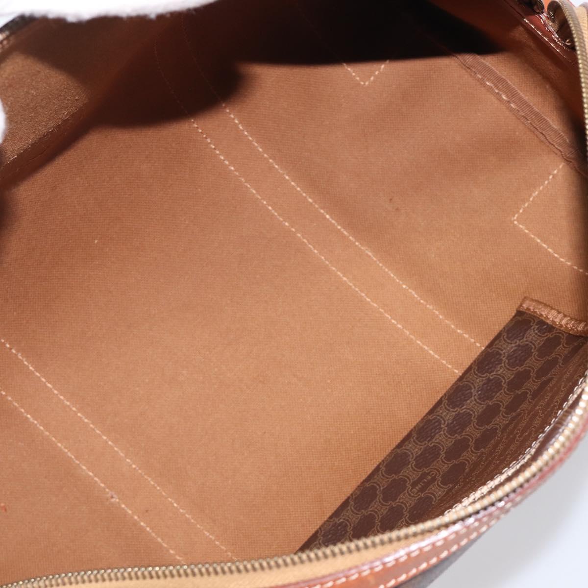 CELINE Macadam Canvas Boston Bag PVC Leather Brown Gold Auth 204211A
