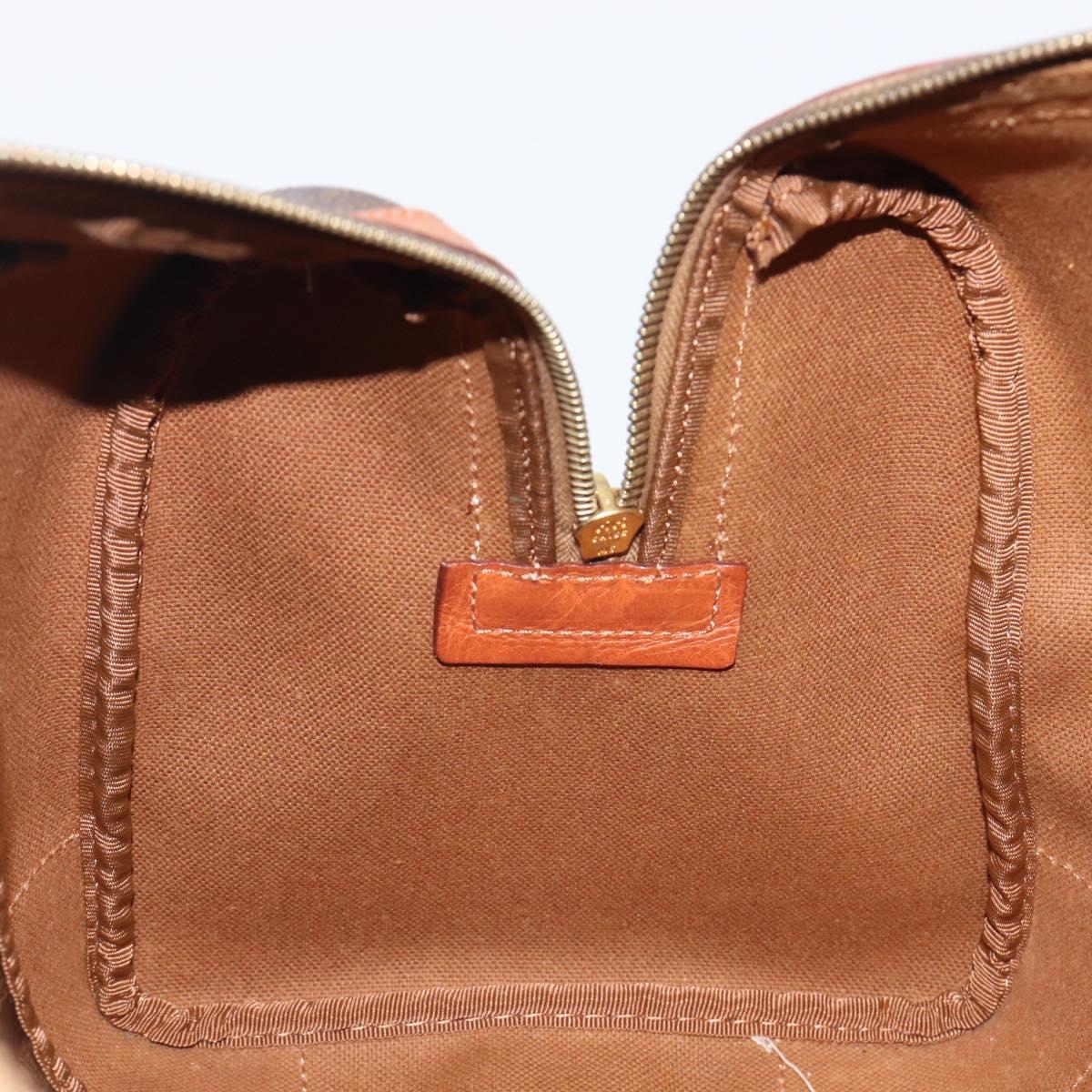 CELINE Macadam Canvas Boston Bag PVC Leather Brown Gold Auth 204211A