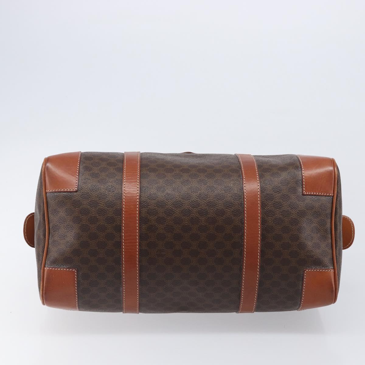 CELINE Macadam Canvas Boston Bag PVC Leather Brown Gold Auth 204211A