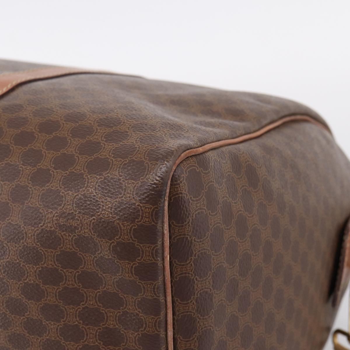CELINE Macadam Canvas Boston Bag PVC Leather 2way Brown Gold Auth 204212