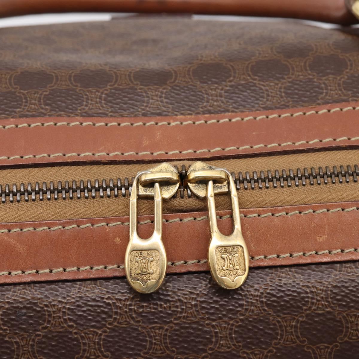 CELINE Macadam Canvas Boston Bag PVC Leather 2way Brown Gold Auth 204212