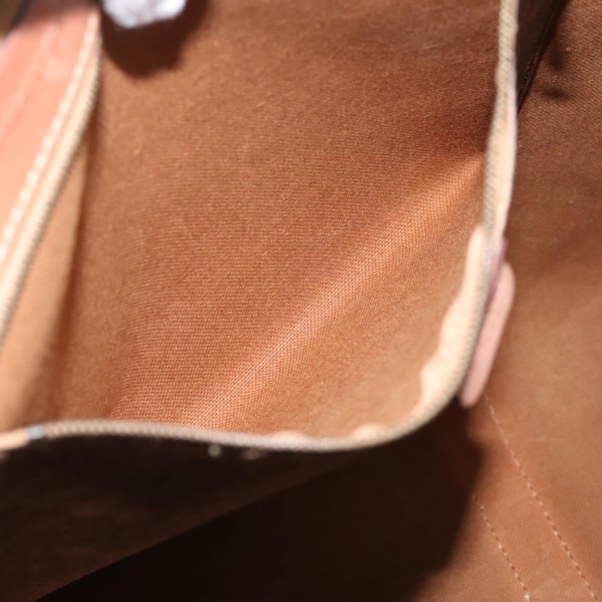 CELINE Macadam Canvas Boston Bag PVC Leather 2way Brown Gold Auth 204212