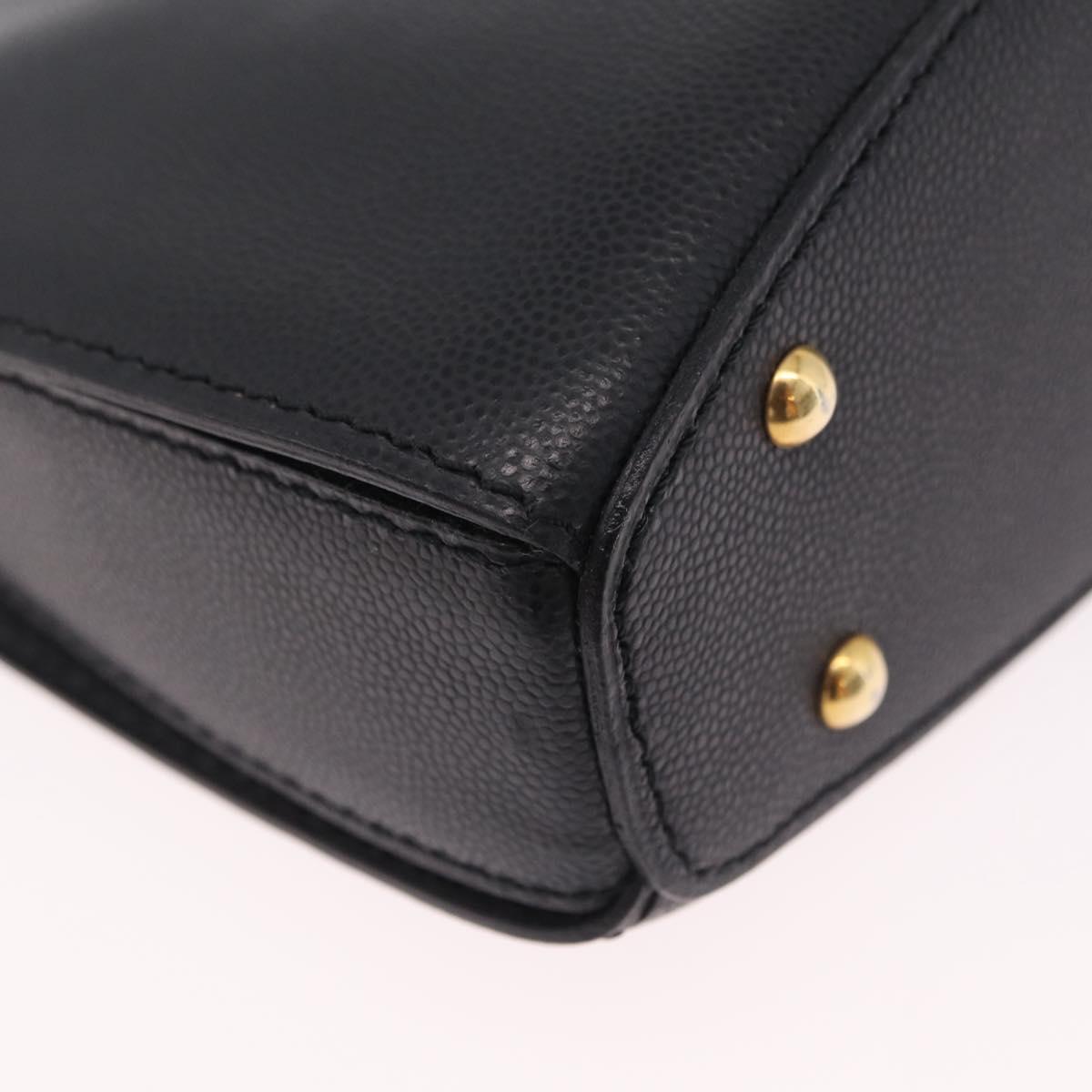 CELINE Hand Bag Leather Black Gold Auth 204213A