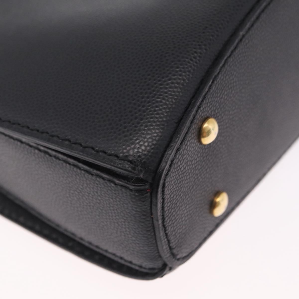 CELINE Hand Bag Leather Black Gold Auth 204213A
