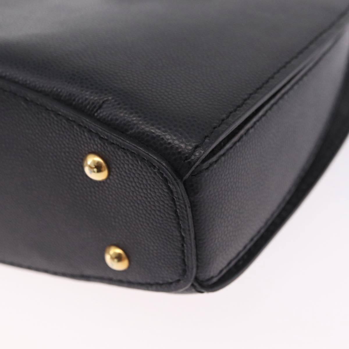 CELINE Hand Bag Leather Black Gold Auth 204213A